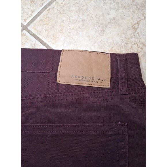 New Aeropostale Pants Mens 32/32 Maroon Denim Skinny Stretch Button Up Jeans - Picture 6 of 6